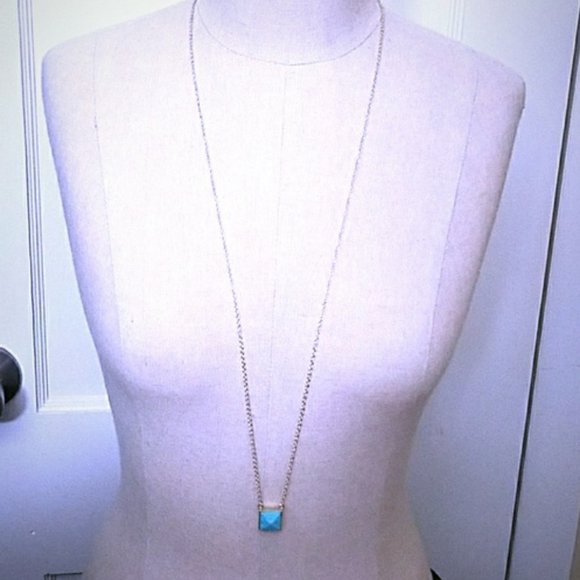 Long Turquoise & Gold Necklace - Picture 1 of 6